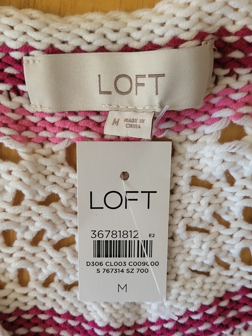 LOFT Cotton Blend Open Stitch V-Neck Sweater - Picture 8 of 10
